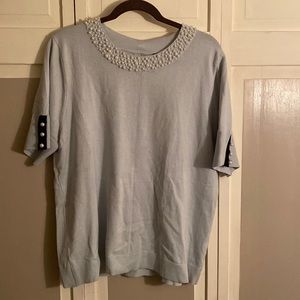 Karl Lagerfield, Paris, pearl neck, top, extra large